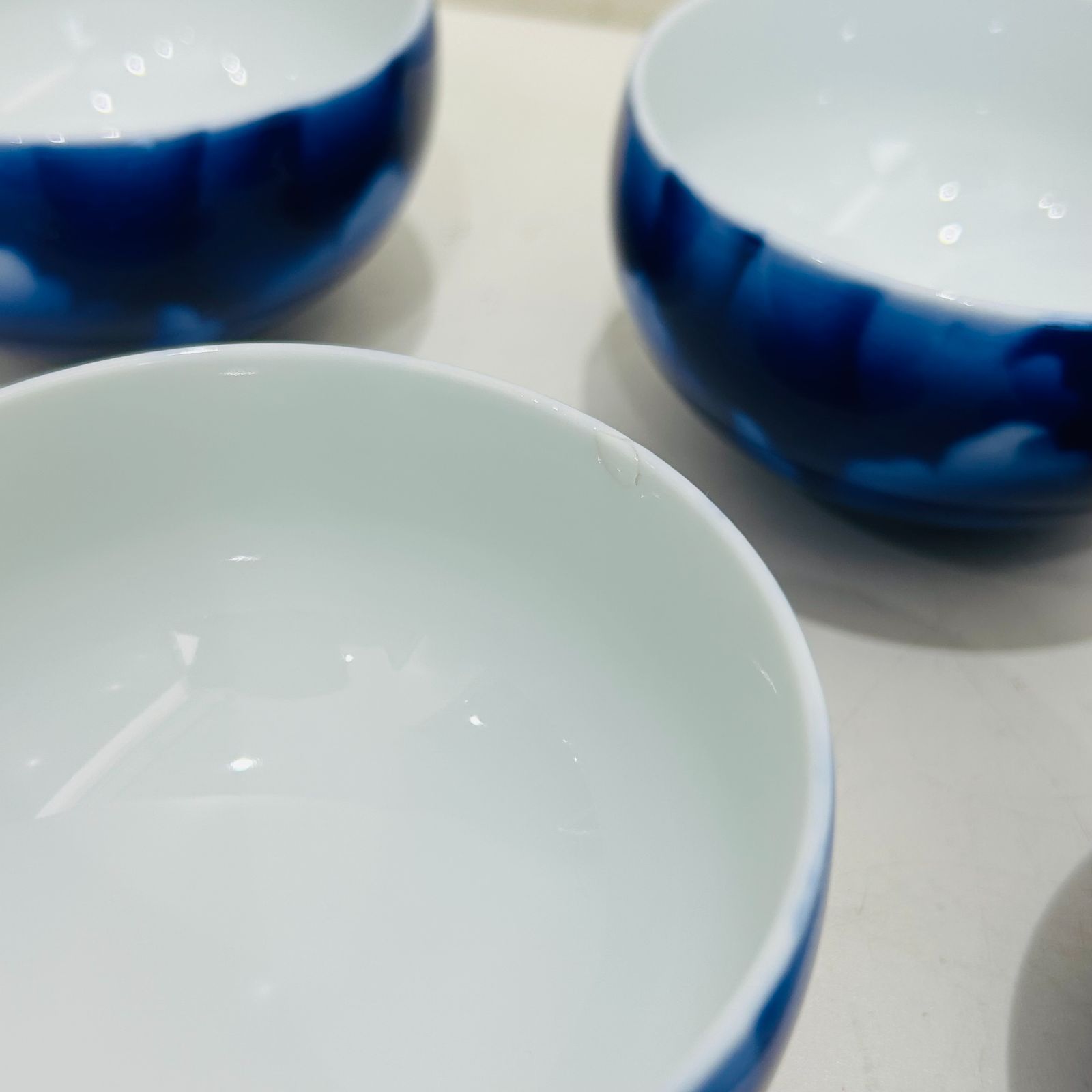 D072 深川製磁 急須 蓋付 湯吞み 5客セット 瑠璃 大牡丹 有田焼 茶器