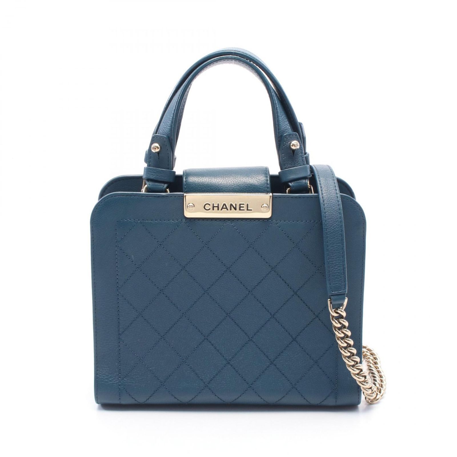 シャネル CHANEL ショルダーバッグ マトラッセ A93731 ブルー レザー マトラッセ ロゴプレート 2wayハンドバッグ レディース Used A