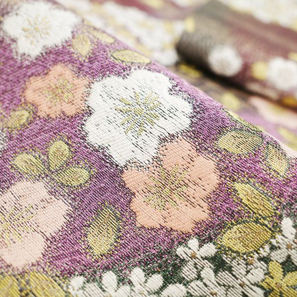新古品】 袋帯 振袖用 京都 西陣 桜 斜めぼかし ラメ糸 金銀糸