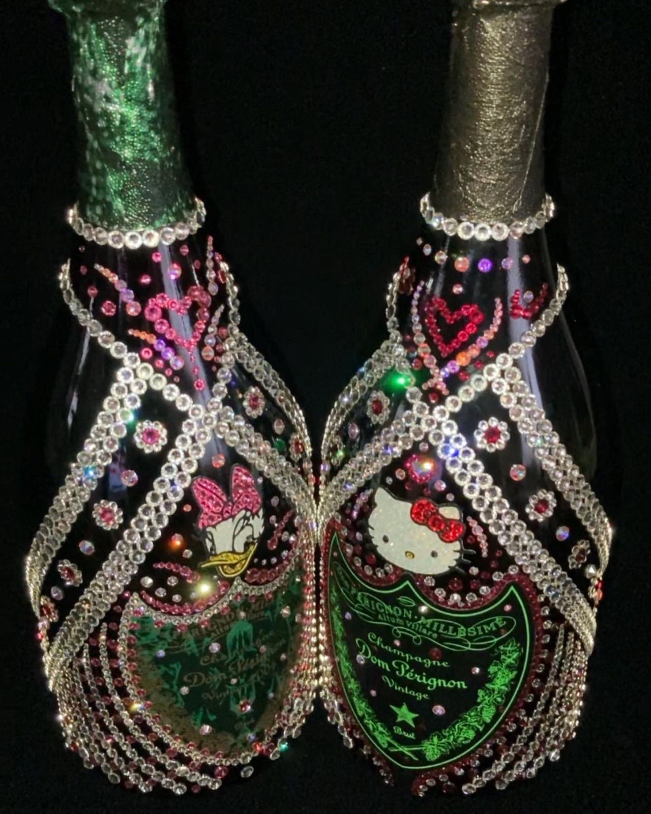 ドン ペリニョン ヴィンテージ 1999 スワロフスキー アート ハンドメイド ドンペリ デコ スワロフスキー デコシャンパン ピンク