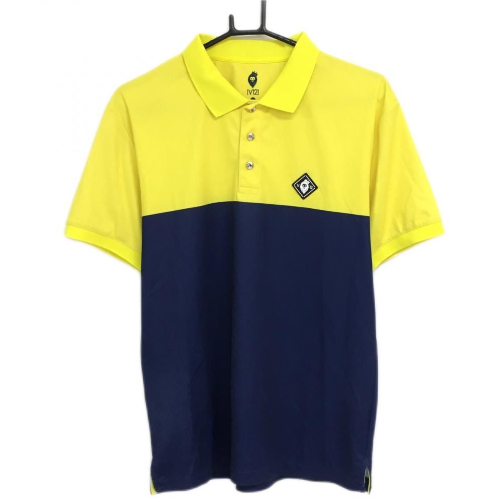 ヴィトゥエルヴ 半袖ポロシャツ イエロー×ネイビー シリコンワッペン  