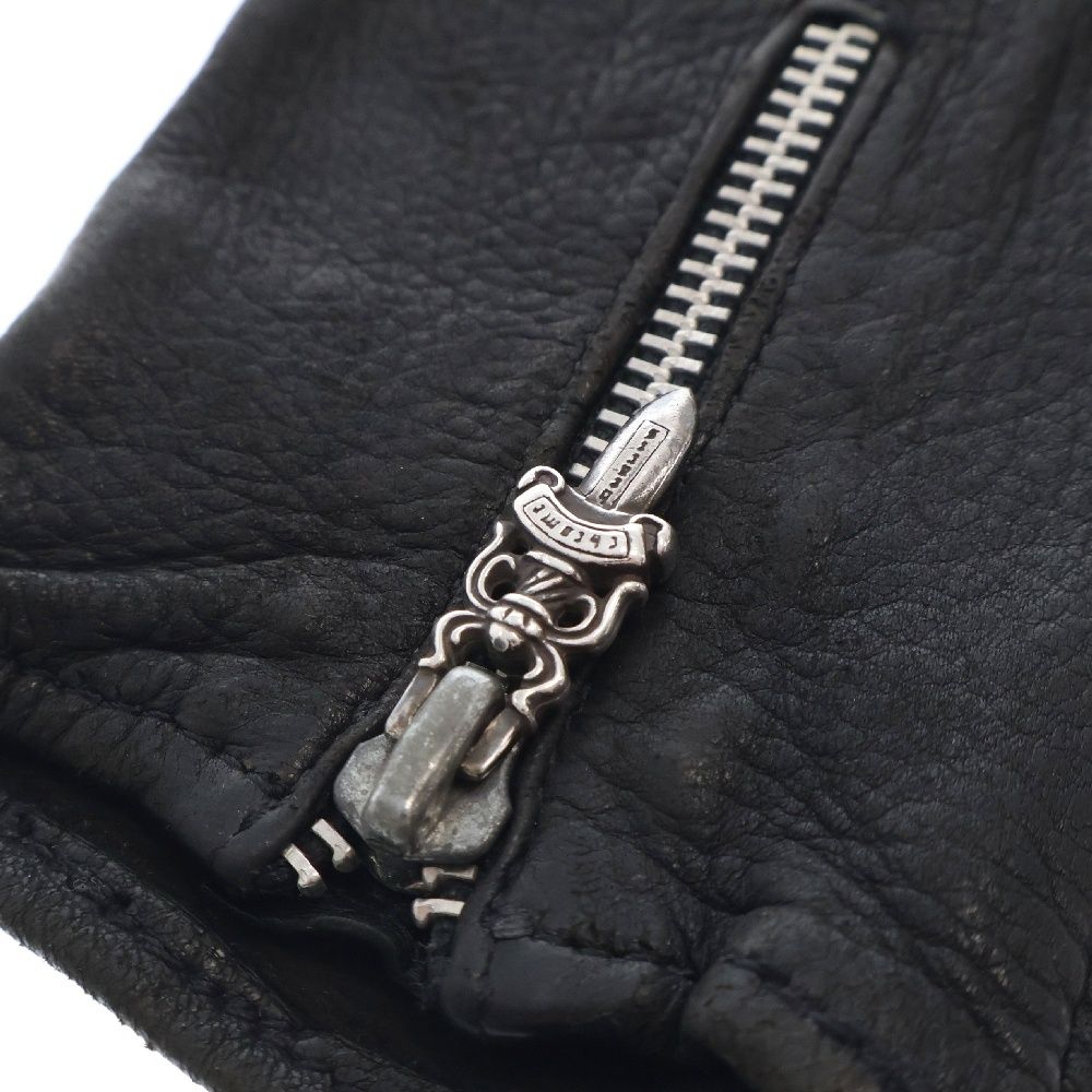 CHROME HEARTS ダガー ジップ レザーグローブ ブラック クロムハーツ
