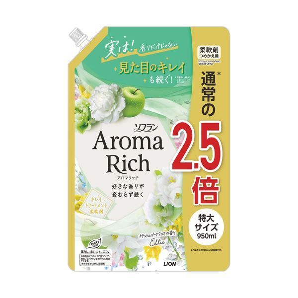 まとめ ライオン ソフランアロマリッチ エリー つめかえ用 特大 950mL 1パック ×5セット