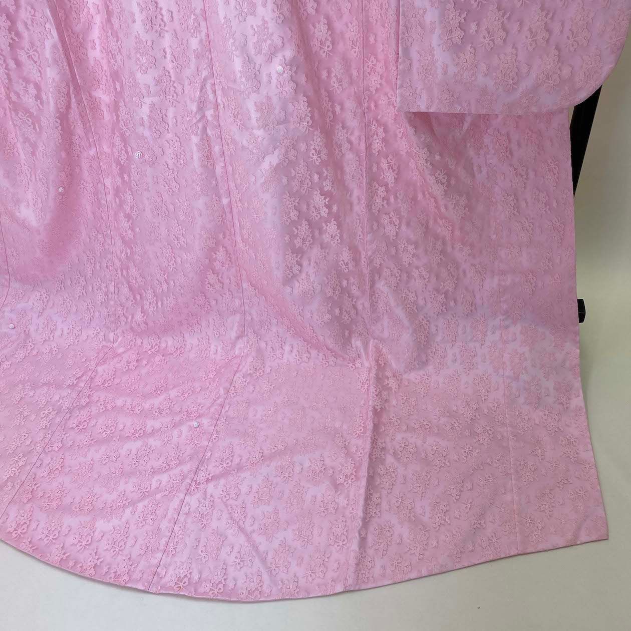 色打掛 ポリエステル ピンク レース 結婚式 花嫁衣装 裄69cm 身丈221cm  