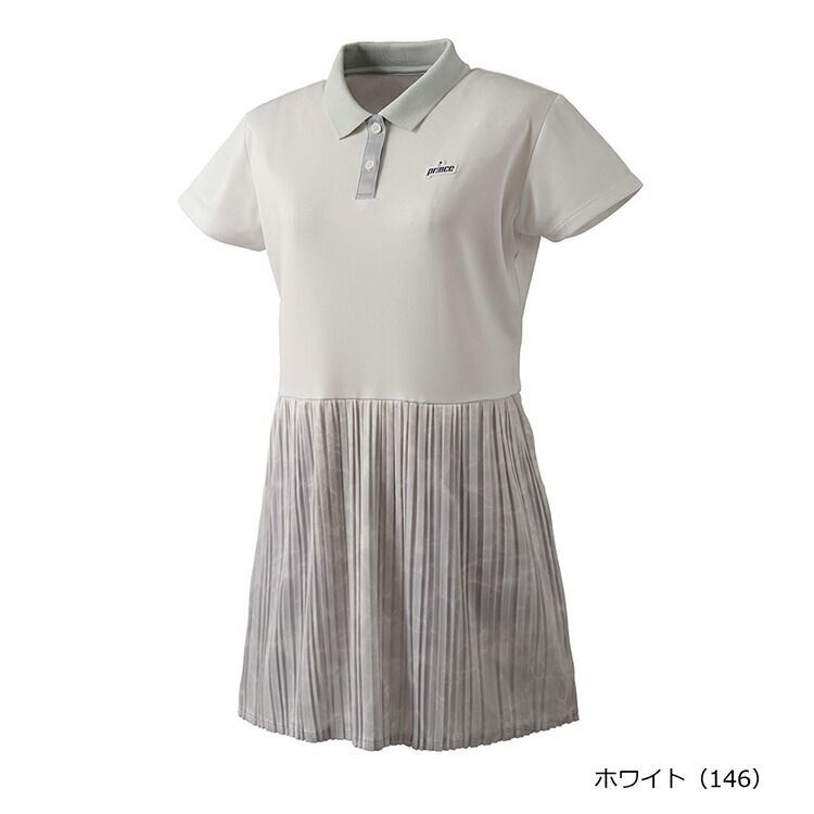 prince プリンス レディース ウィメンズ テニス ワンピース 吸水速乾 UPF50 制電 ドライニット 素材 ホワイト WS5401-146