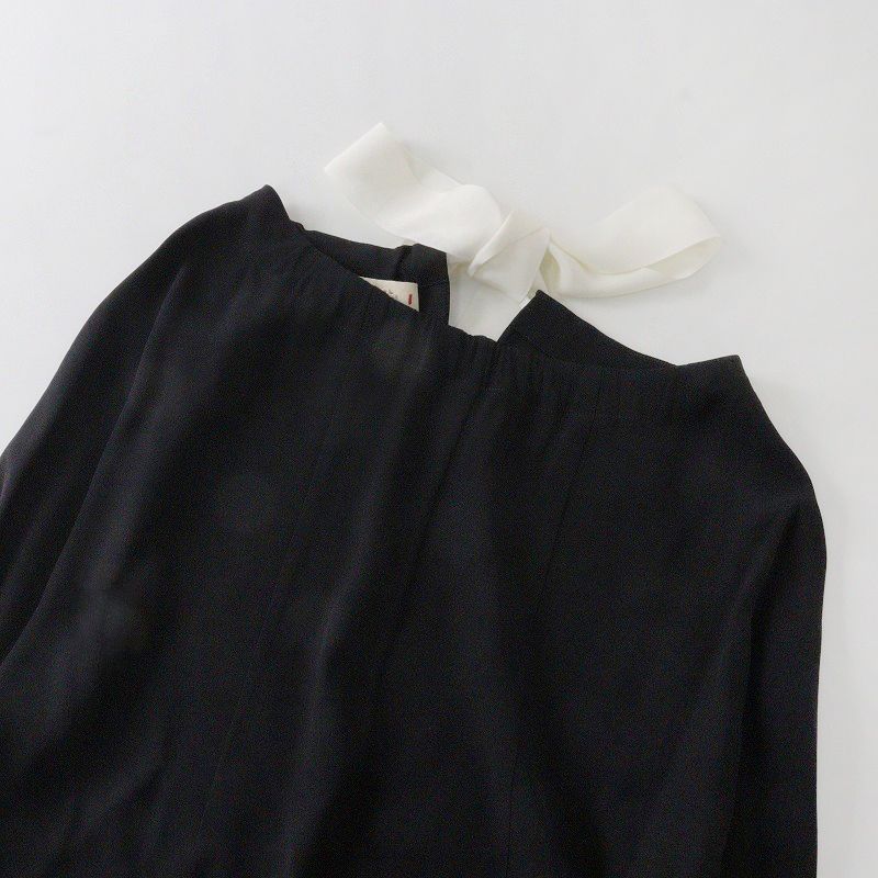 美品 2021SS マルニ MARNI バックリボン ボートネックブラウス 42 