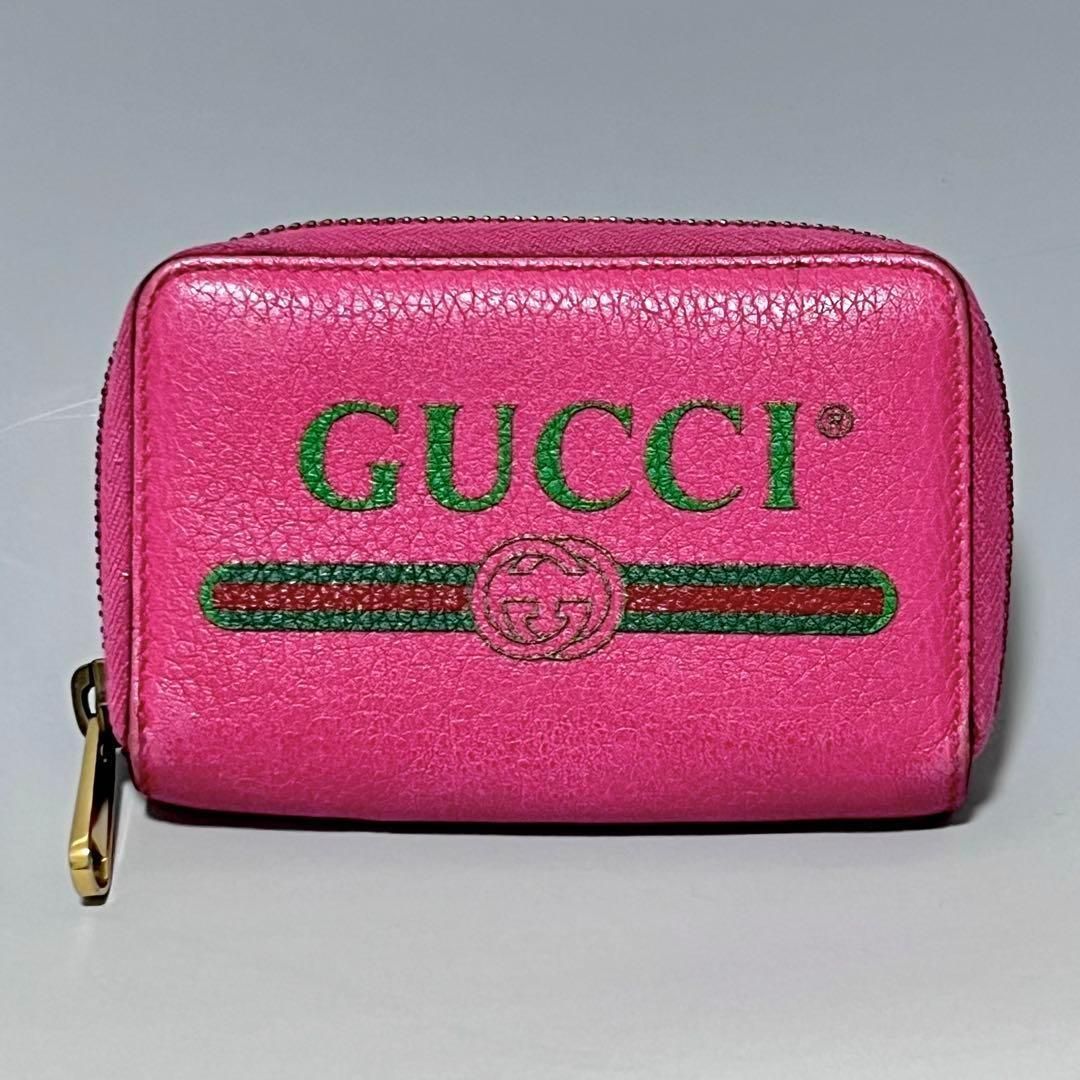 GUCCI レザー ラウンドファスナー 長財布 ジッピー ロゴプリント