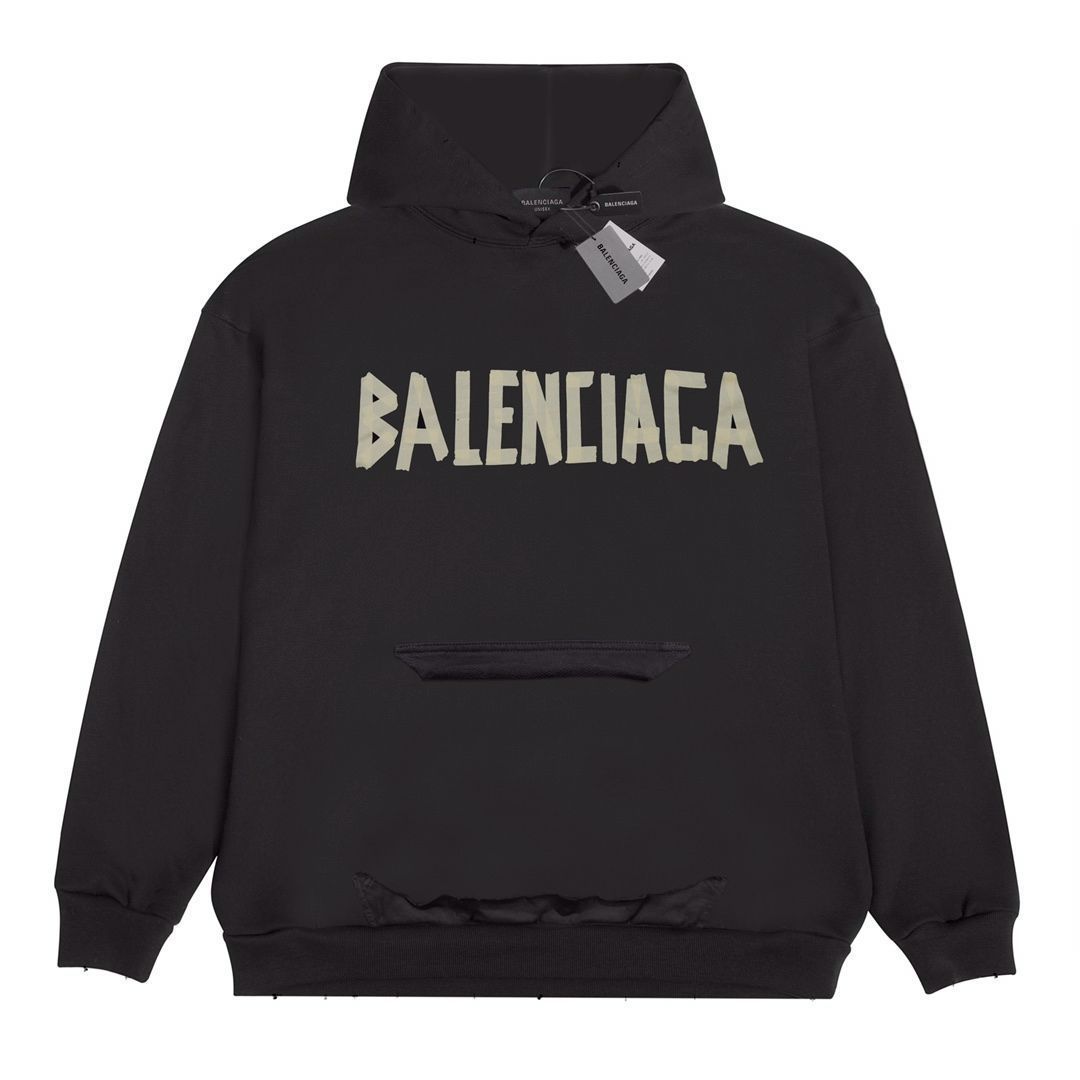 Balenciaga バレンシアガ 両面テープロゴプリントフード付き 