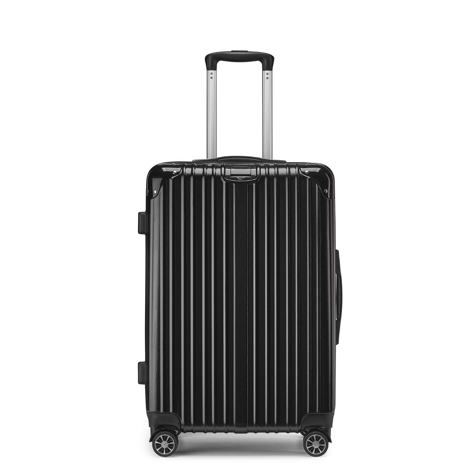 MIHARUスーツケース6028 キャリーバッグ キャリーケース 超軽量 大型 静音 ダブルキャスター 耐衝撃 360度回転 TSAローク搭載 選べるサイズ 頑丈 長持ち ファスナー式 旅行 ビジネス 出張 ブラック Mサイズ