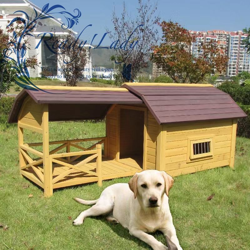 大好評 犬小屋 犬舎 ドアと窓付きの犬用犬小屋 保温防寒 通気性 ペットハウス 中型犬用 屋外ハウス ケージ ドッグハウス