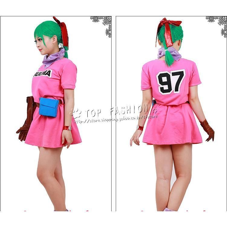 ドラゴンボール 風 ブルマ コスプレ衣装 ウィッグ 靴 道具別売り