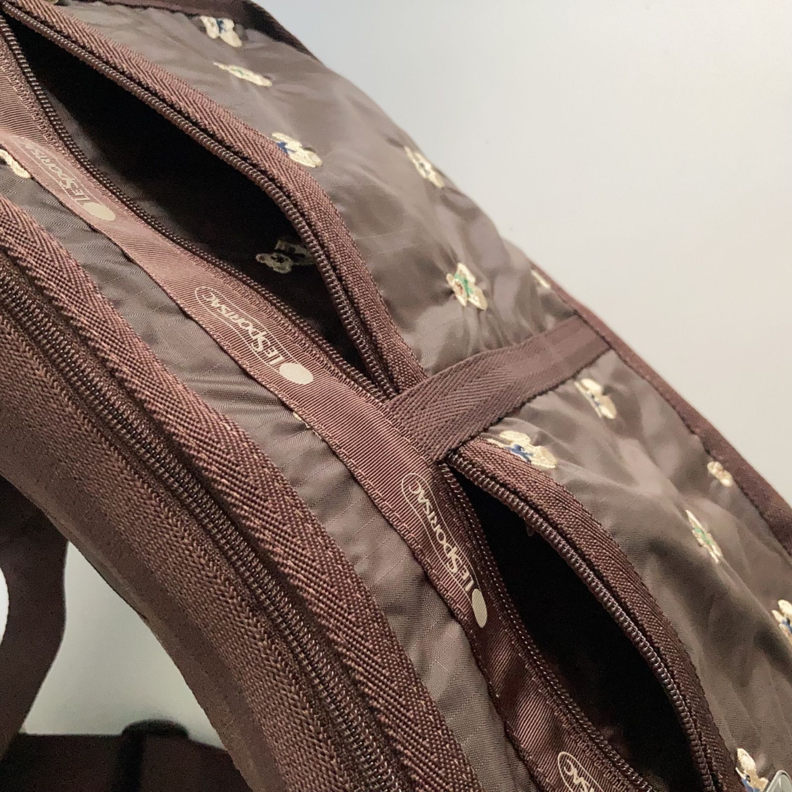 レスポートサック ショルダー 定番 くま 刺繍 テディーベアー クマ