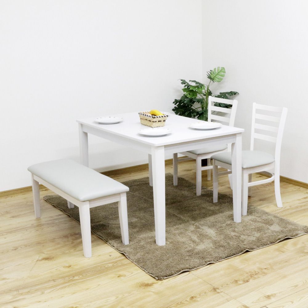 テーブルは天然木突板仕様のダイニング4点セット 3色から選べる