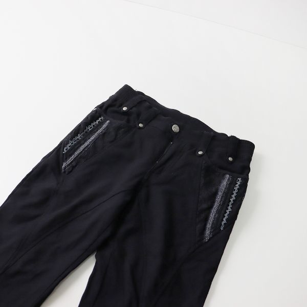 OZZ CROCE パンツ Ozz Croce / ストライプスカルptフレアパンツ 黒×赤 Y-25-12-01-126-OO