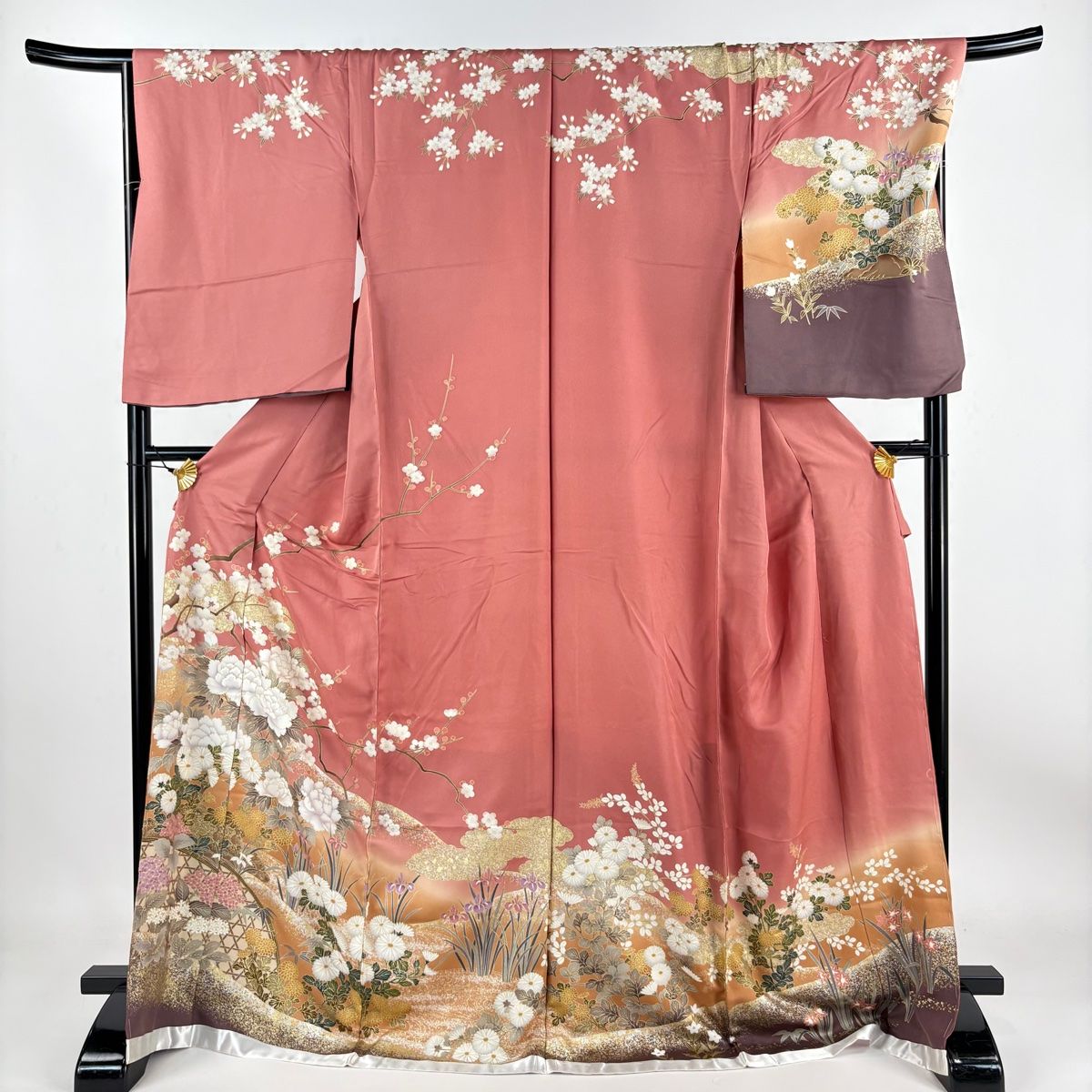 ★専用★未使用品 訪問着 枝花 くすみ紫 枝花 綸子 金彩 身丈162.0cm 未使用品 訪問着 枝花 くすみ紫 枝花 綸子 金彩 身丈162.0cm