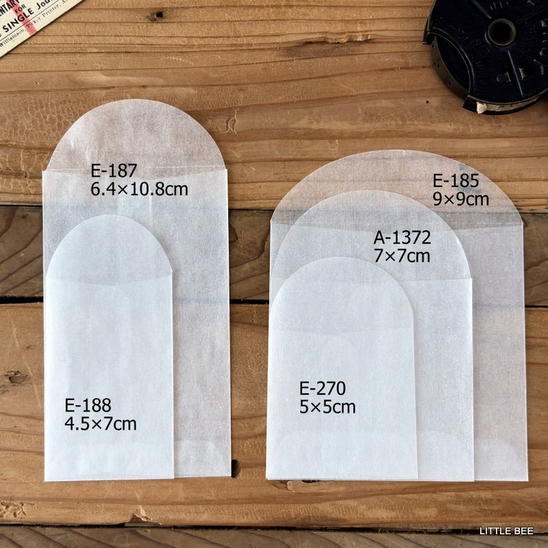 515・E-187 USA グラシン封筒 長方形M 20枚 6.4×10.8cm 封筒