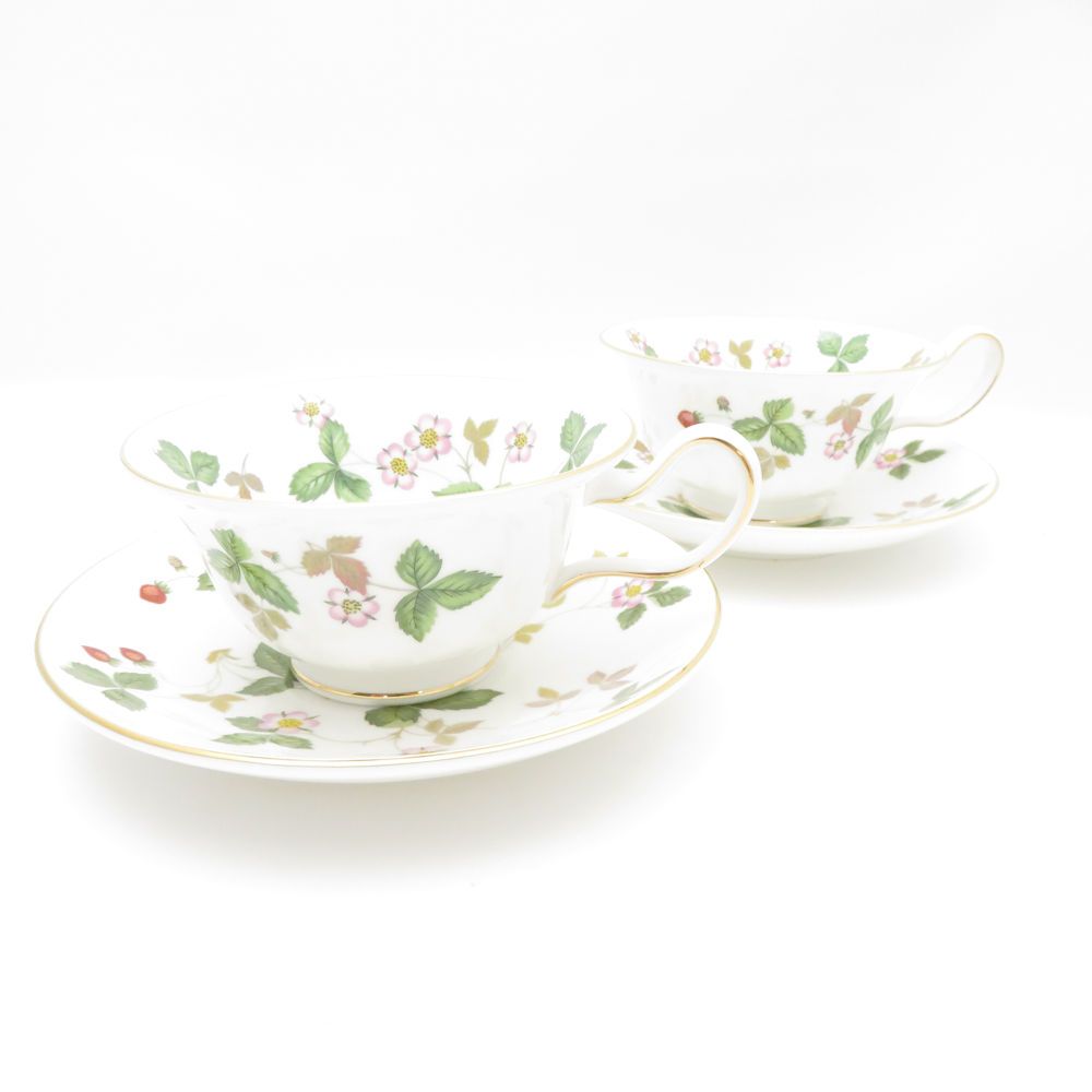 WEDGWOOD ウェッジウッド ワイルドストロベリー ティーカップ＆ソーサー 2客 ペア ピオニー SC8969D1