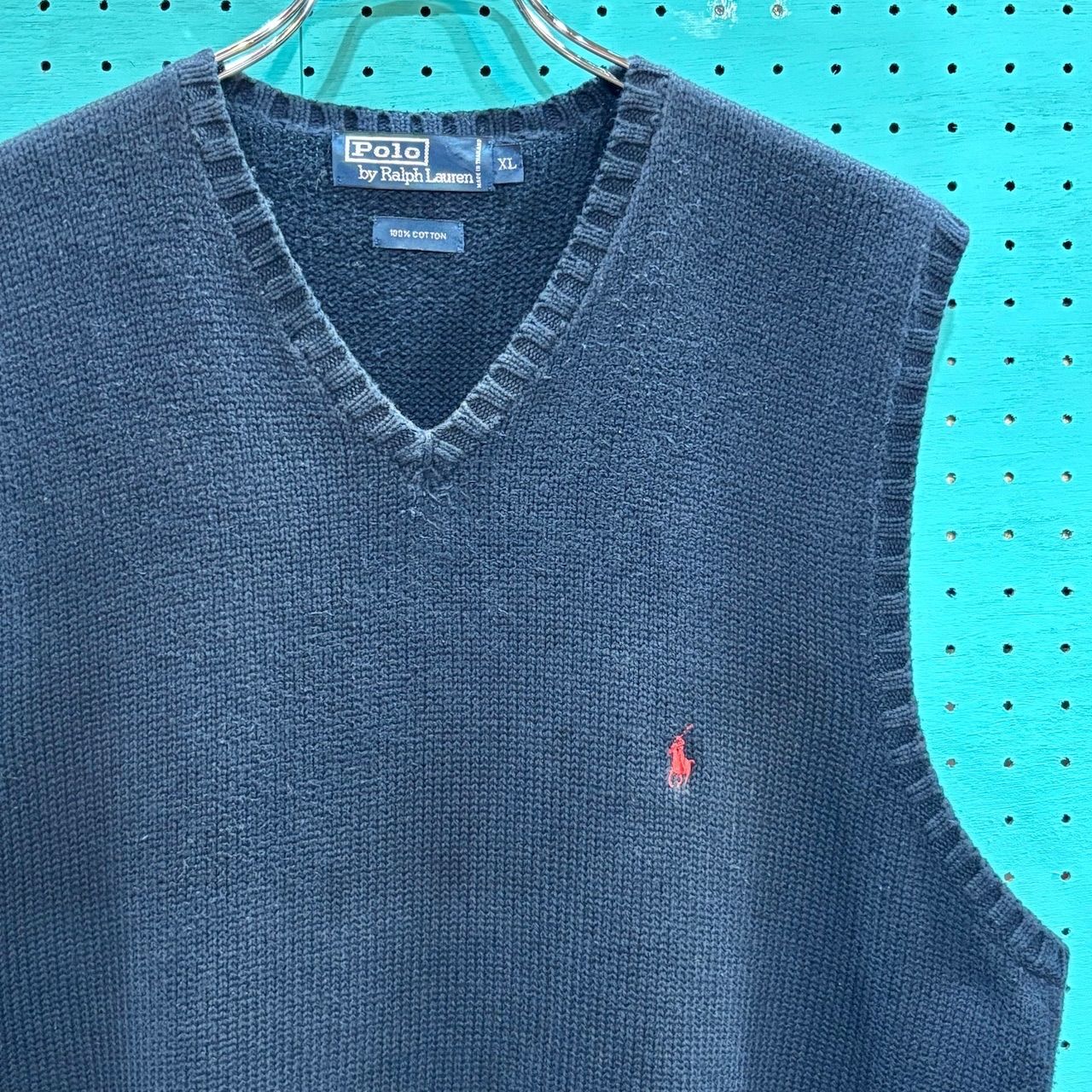 90〜00s Polo by Ralph Lauren コットンニットベスト ネイビー