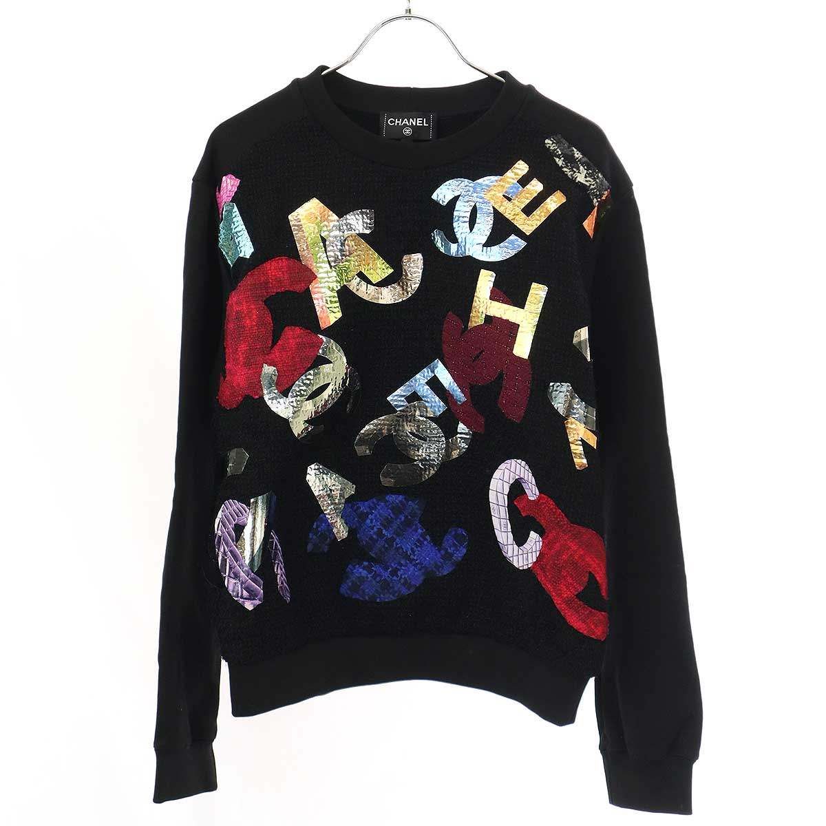 CHANEL - CHANEL シャネル マルチココマークツイードスウェットトレーナー P72996K10505 ブラック 38 CHANEL シャネル マルチココマークツイードスウェットトレーナー