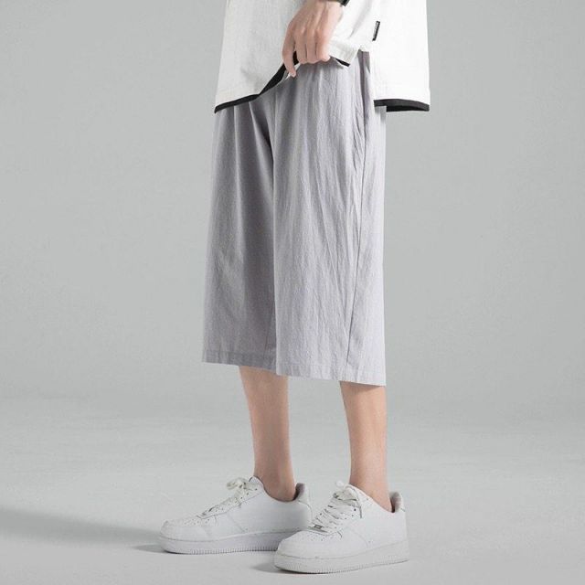種類27：2XL/C：ライトグレー メンズ ファッション 服 男性用 オシャレ シンプル 大人 かっこいい 大きいサイズ ストリート 紳士服 リネン クロップド パンツ 夏 薄手 コットンリネン ミッド パンツ 冷感 通気性 カジュアル スーツ ストレート