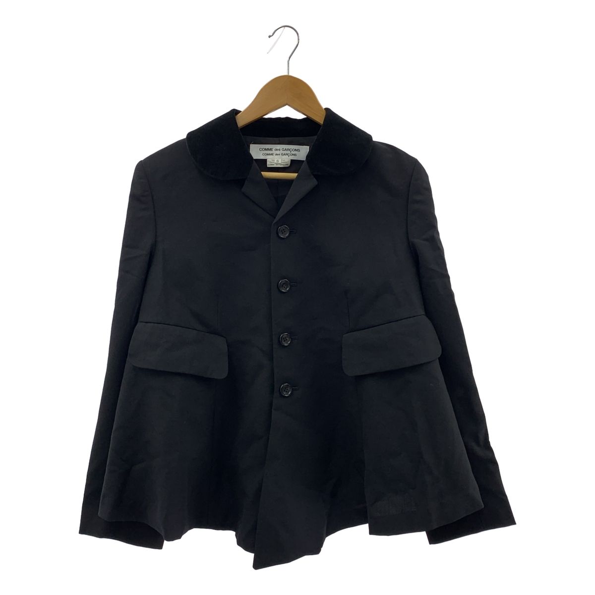 COMME des GARCONS COMME des GARCONS コムコム 2025AW ベロア 切替 ラウンド ジャケット S ブラック レディース