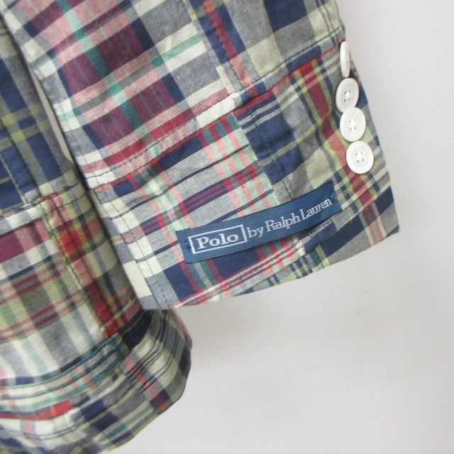 ポロラルフローレン パッチワーク テーラードジャケット マドラスチェック 90s ポロラルフローレン マドラスパッチワーク ジャケット(S) - 7th