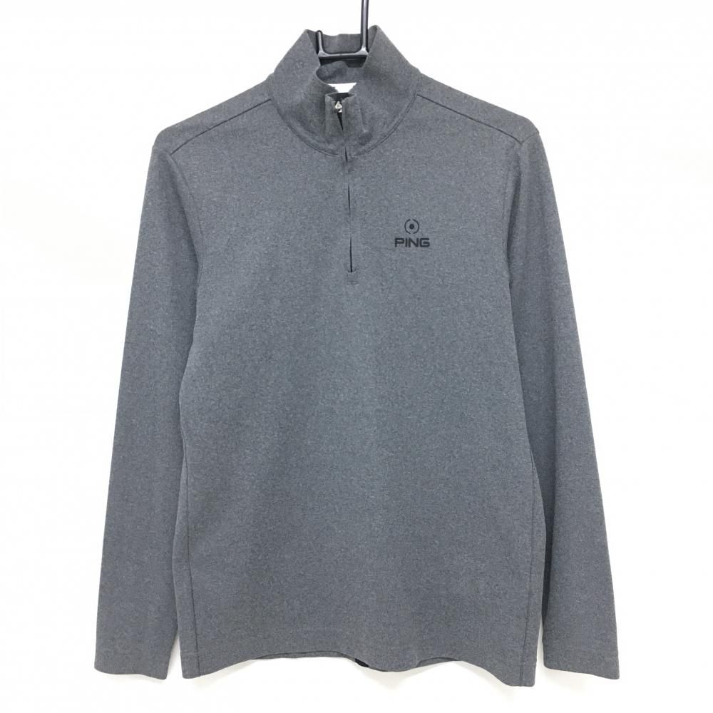 O*a様 【新品】PING ハーフジップシャツ ゴルフウェア　グレー×ブラック 新品 PING ハーフジップシャツ ゴルフウェア グレー×ブラック Lサイズ
