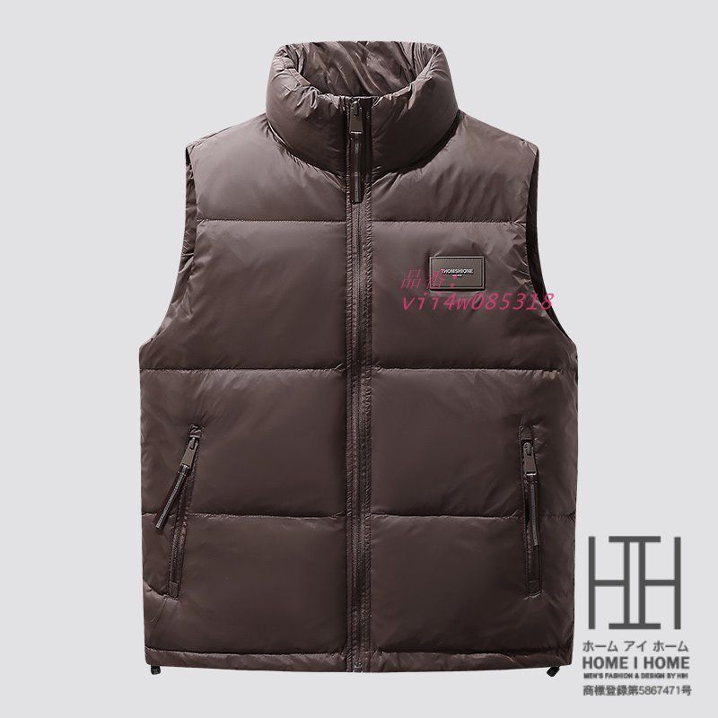 メンズ ダウンベスト ダウン入り 防寒 ハイネック 防風 アウトドアスタッフ 保温 秋服 冬服 ワンポイント 作業 ダウンジャケット 大きいサイズ おしゃれ vii4w085318
