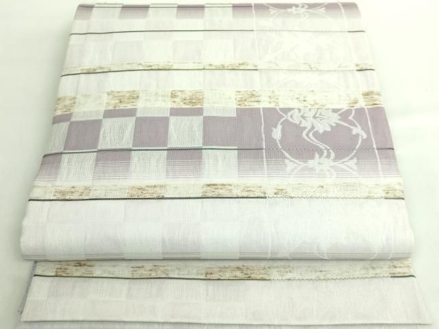 平和屋着物 上 全通柄袋帯 スリーシーズン帯 ぜんまい紬 市松横段文 DZAA8750kh5