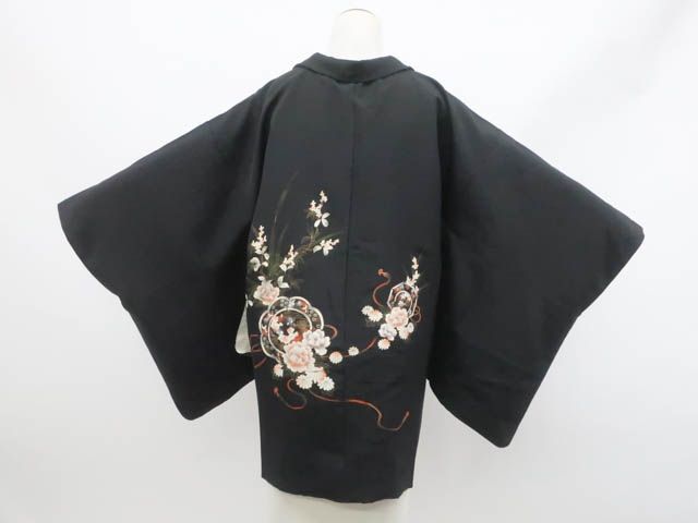 極美品　訪問着　着物　羽織り物　身丈77cm 裄丈63cm 黒 裄71cm以上
