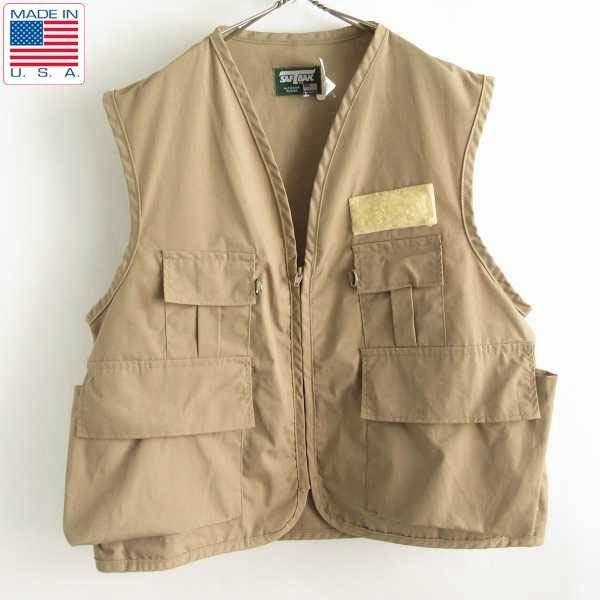 90s SAFTBAK フィッシングベスト L程度 ベージュ系 ビンテージ デッドストック D147-05-0005ZV