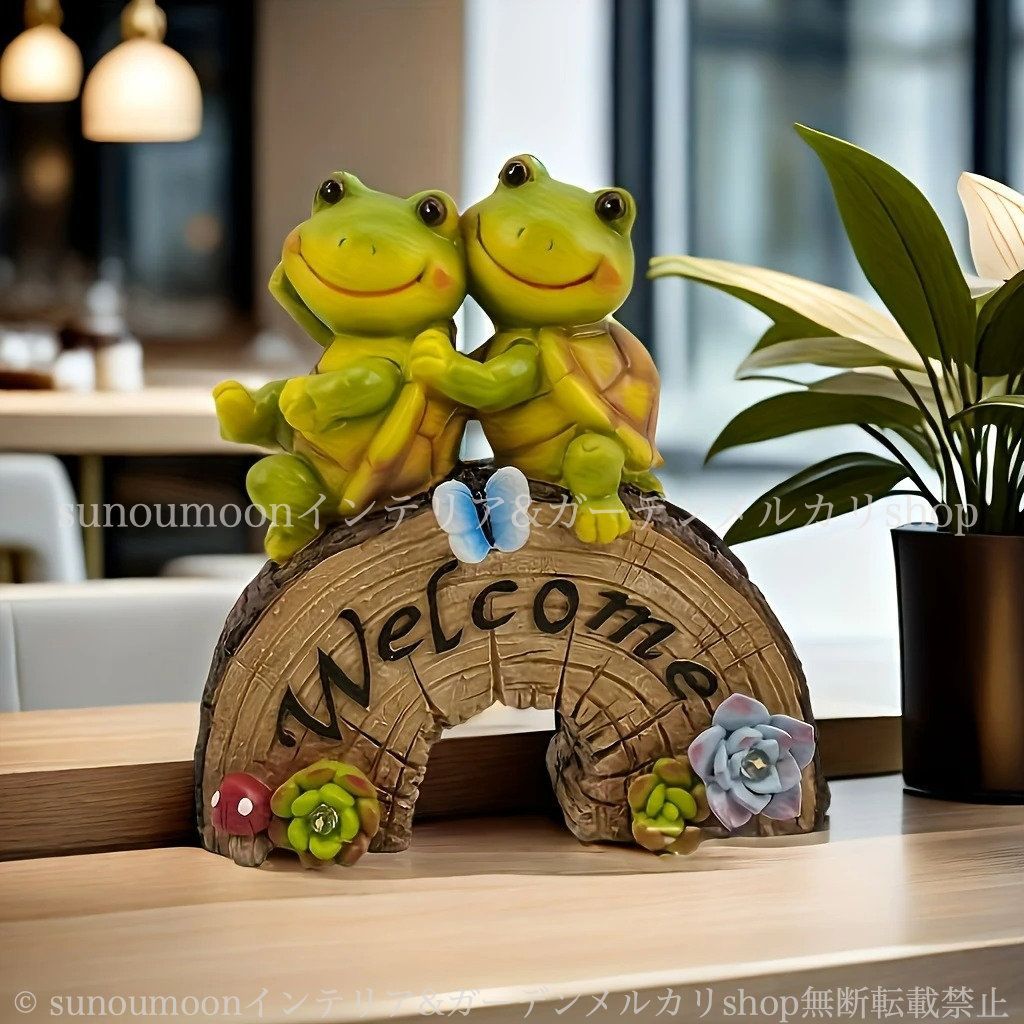 インテリア ガーデン ソーラーライト おしゃれ 4-7 樹脂 庭 ウェルカムサイン アニマル 庭の装飾 カメ かわいい オーナメント オブジェ 亀 WELCOME 雑貨 ガーデン雑貨 ガーデニング ガーデンインテリア お洒落