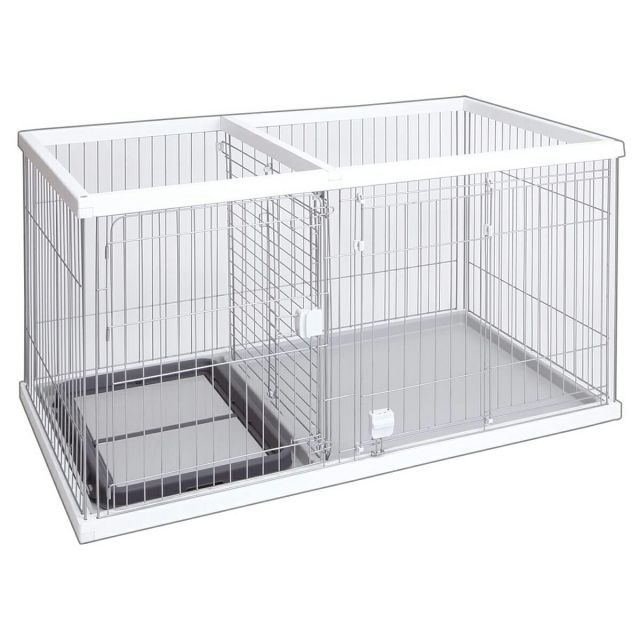 ペティオ Petio トイレのしつけが出来る ドッグルームサークル ホワイト ワイド トイレ付 小型犬~中型犬向き