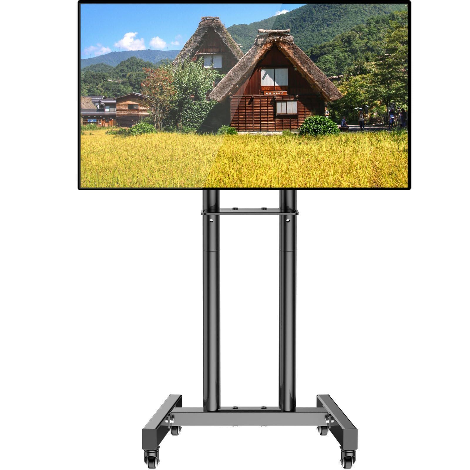 Stand cart 55型TV 50 43 40 100x100-400x400mm32 VESA tvモニタースタンド 移動式 壁寄せ wheel 可動式テレビ台 自立式ハイタイプ 高さ調節 棚板付き LED対応 4K 床置き26~60インチ液晶 テレ
