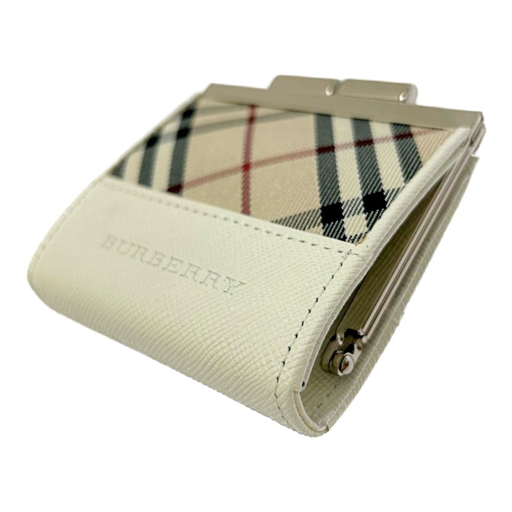 中古】【箱付き】 BURBERRY バーバリー レザー ノバチェック がま口