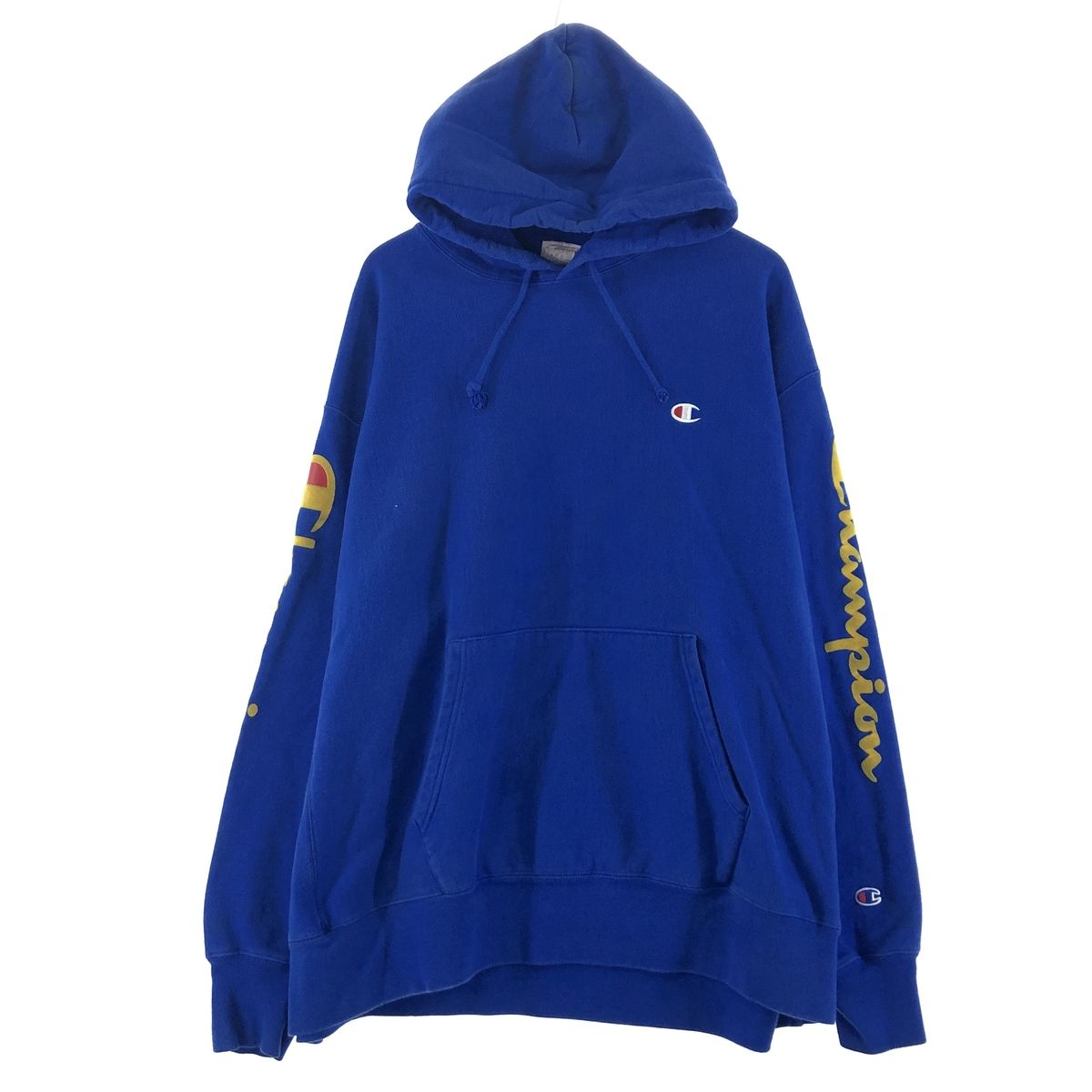 古着 チャンピオン Champion REVERSE WEAVE リバースウィーブ フロッキープリント スウェットプルオーバーパーカー メンズXXXL/eaa372922