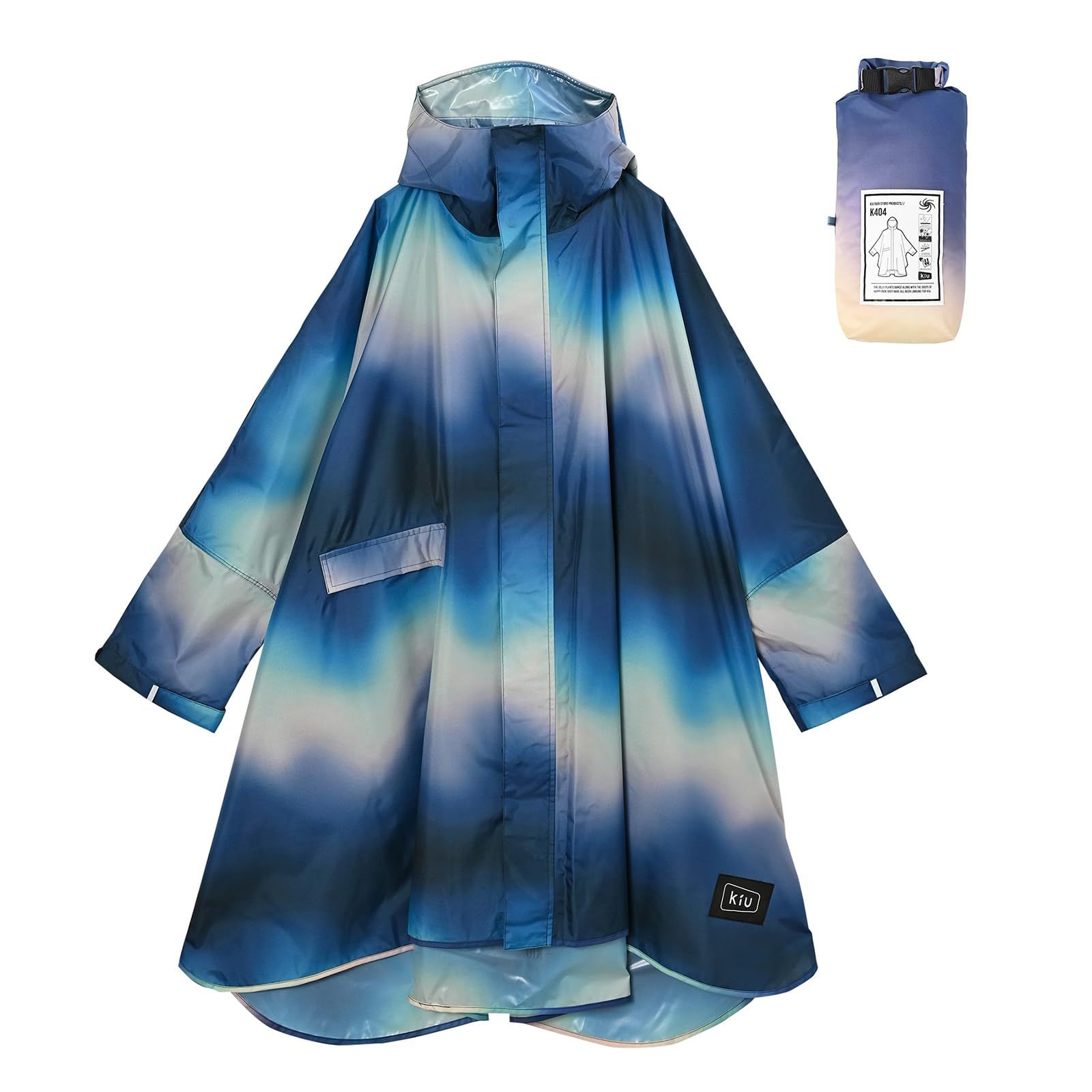 キウ スタンダードレインポンチョ 2ND STANDARD RAIN PONCHO - 2ND 防水 撥水 はっ水 耐水 豪雨対応 雨対策 大雨 台風 梅雨 レインコート スリーブポンチョ 雨具 雨ガッパ 雨合羽 袖付き 収納 ウェイビーグラデーション