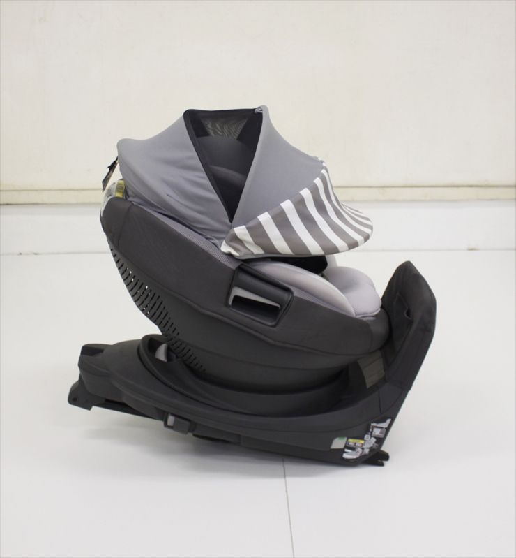 THE S Air ISOFIX エッグショック ZA-670 ストライプグレー コンビ製チャイルドシート ISOFIX固定 新生児OK クリーニング済み C4421917