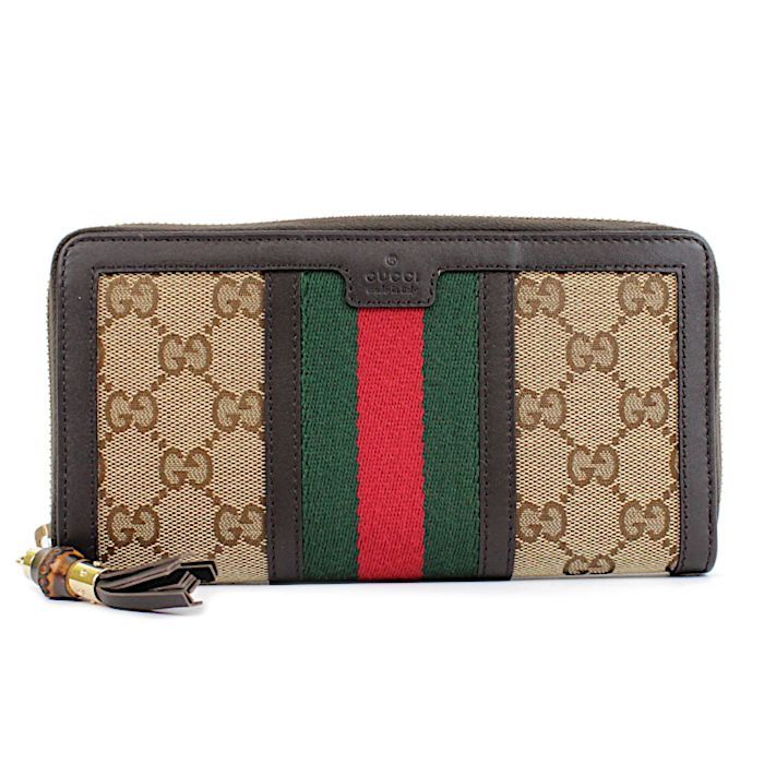 グッチ GUCCI GGキャンバス ブラウン 茶 ラウンドジップ シェリー