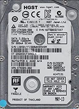 hts725050?a7e630、PN 0j33235、MLC da5302、Hitachi 500?GB SATA 2.5ハードドライブ Amazon.com: HTS725050A7E630 HITACHI TRAVELSTAR Z7K500 500GB