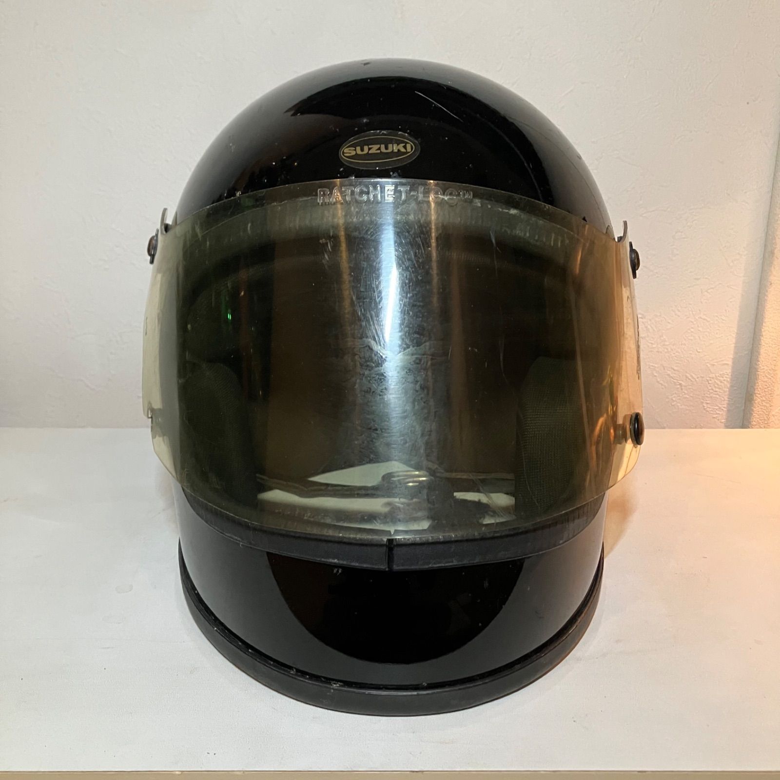 当時物　SUZUKI 純正　ヘルメット　オバヘル　Lサイズ　昭和　箱ステッカー 当時物 SUZUKI 純正 ヘルメット オバヘル Lサイズ 昭和 箱