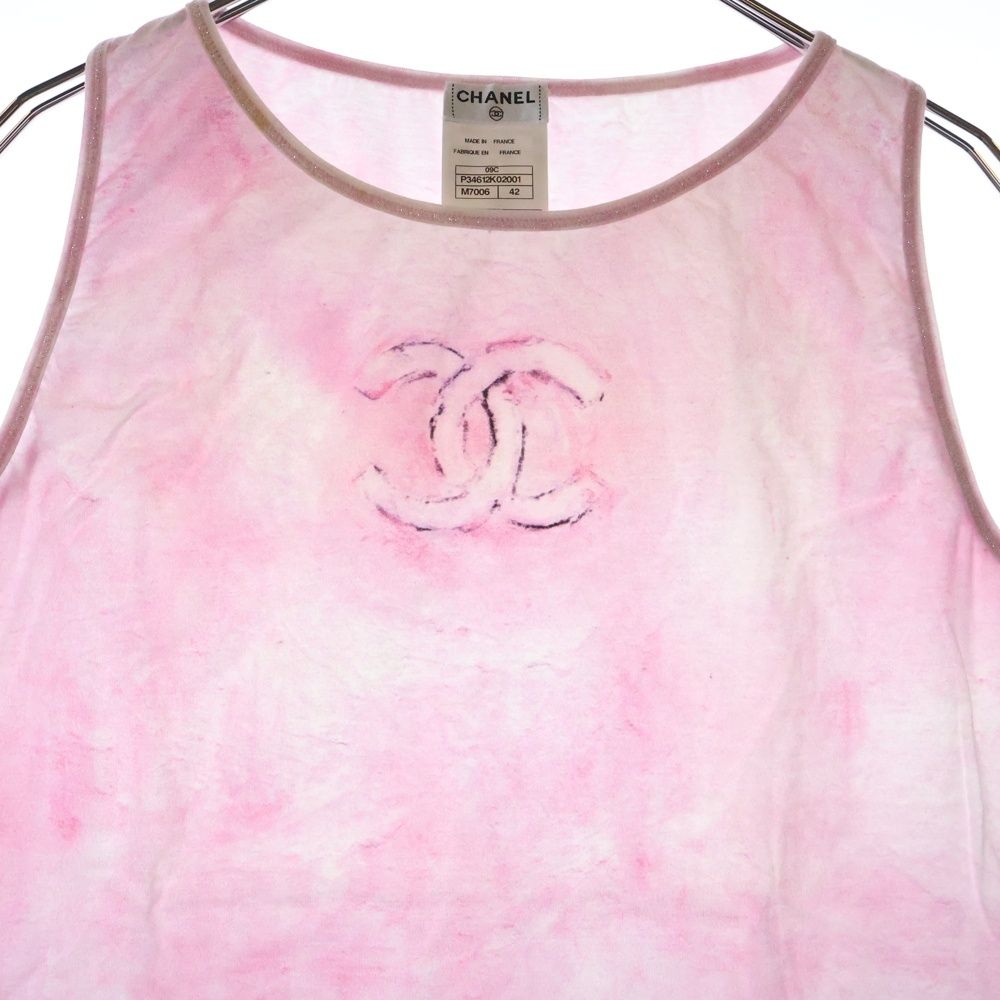 CHANEL シャネル ココマーク タンクトップ タイダイ柄 ピンク コットン P34612 CHANEL - CHANEL シャネル ココマーク タンクトップ タイダイ柄