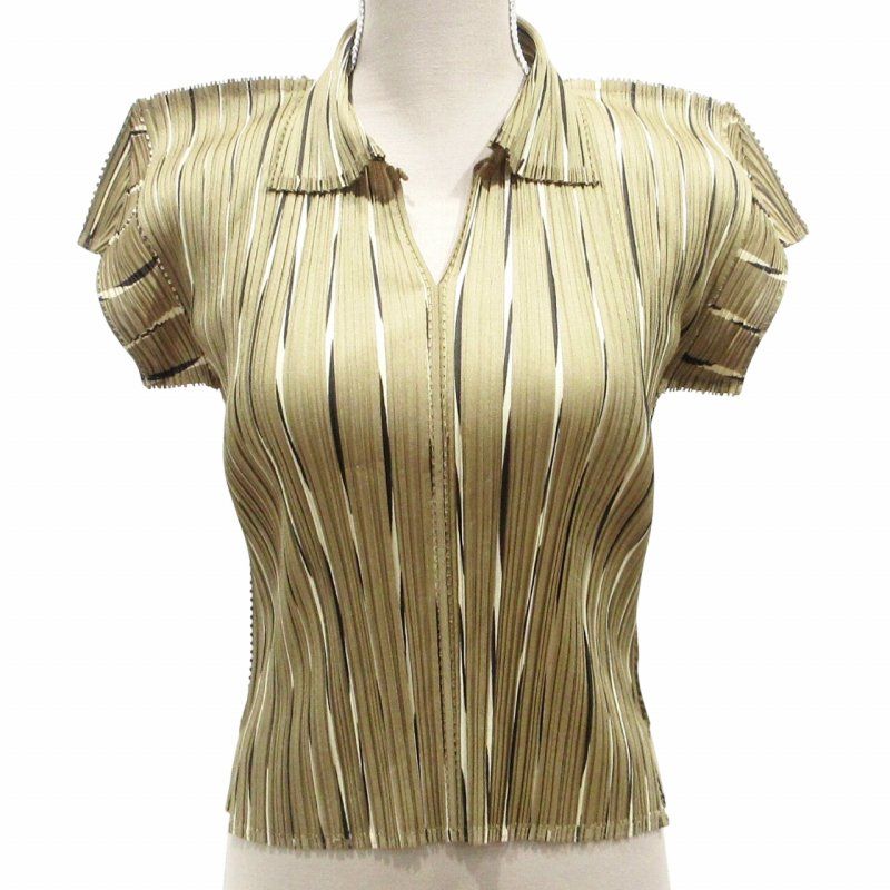 プリーツプリーズ PLEATS PLEASE イッセイミヤケ 美品 開襟シャツ  