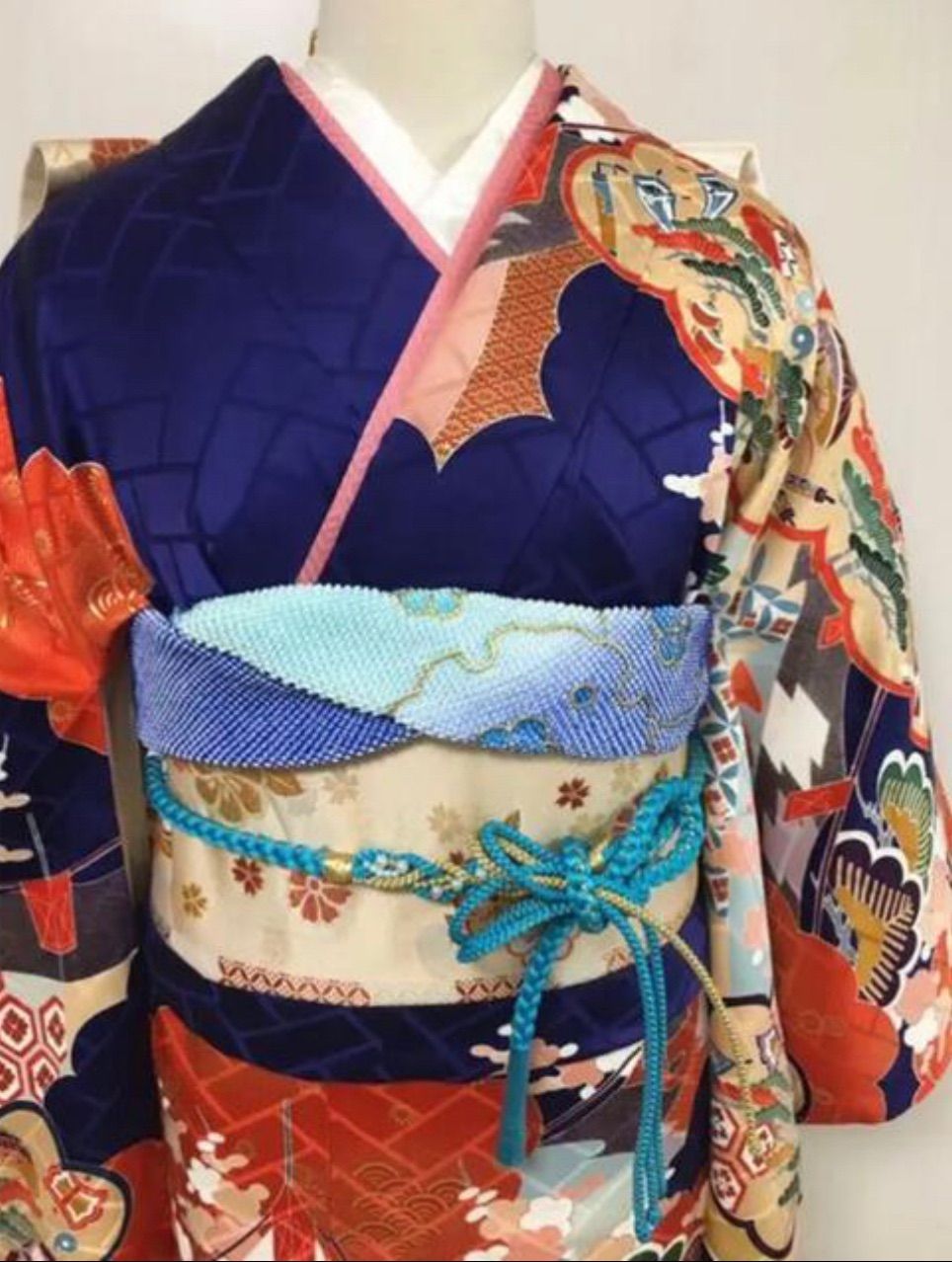 古典柄振袖・襦袢・帯・小物・バッグ草履一式セット　美品 MKオリジナル 振袖用草履バッグセット（梅と鶴刺繍 紫） MK13