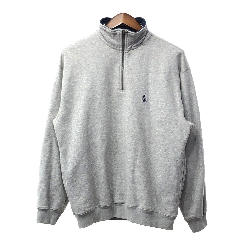 90年代 NAUTICA ノーティカ ハーフジップ スウェット ワンポイントロゴ グレー (メンズ) 中古 古着 Q3983