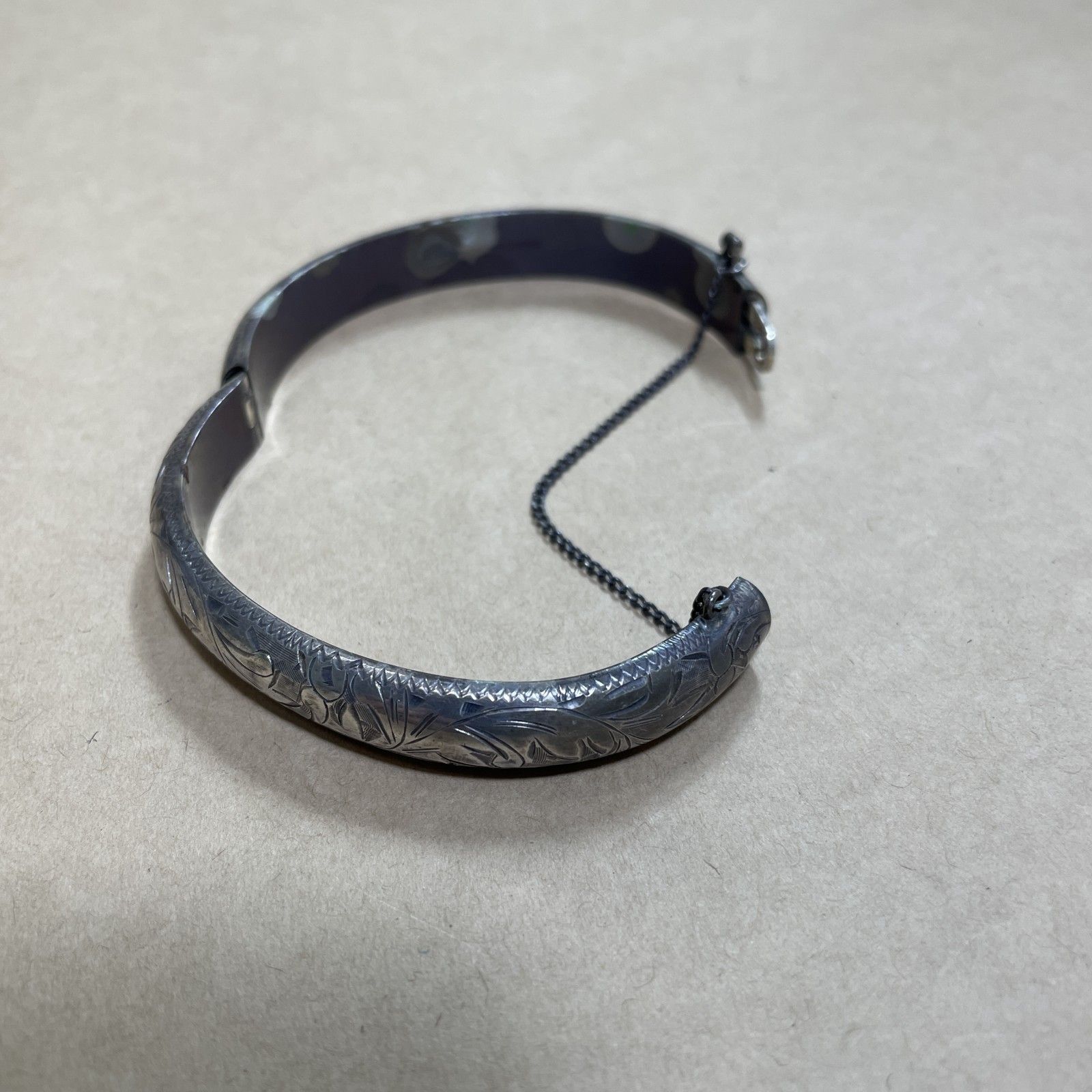 ブレスレット②　シルバーバングル　silver　刻印入り 錫 (スズ) × silver バングル【Narrow Plate Tin Bangle 】刻印