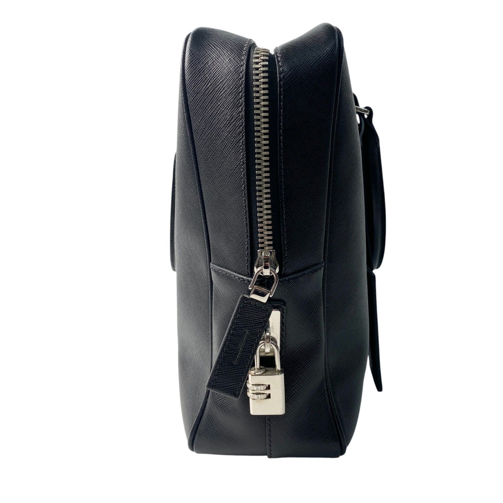 美品 プラダ PRADA メンズ サフィアーノ ビジネスバッグ 三角
