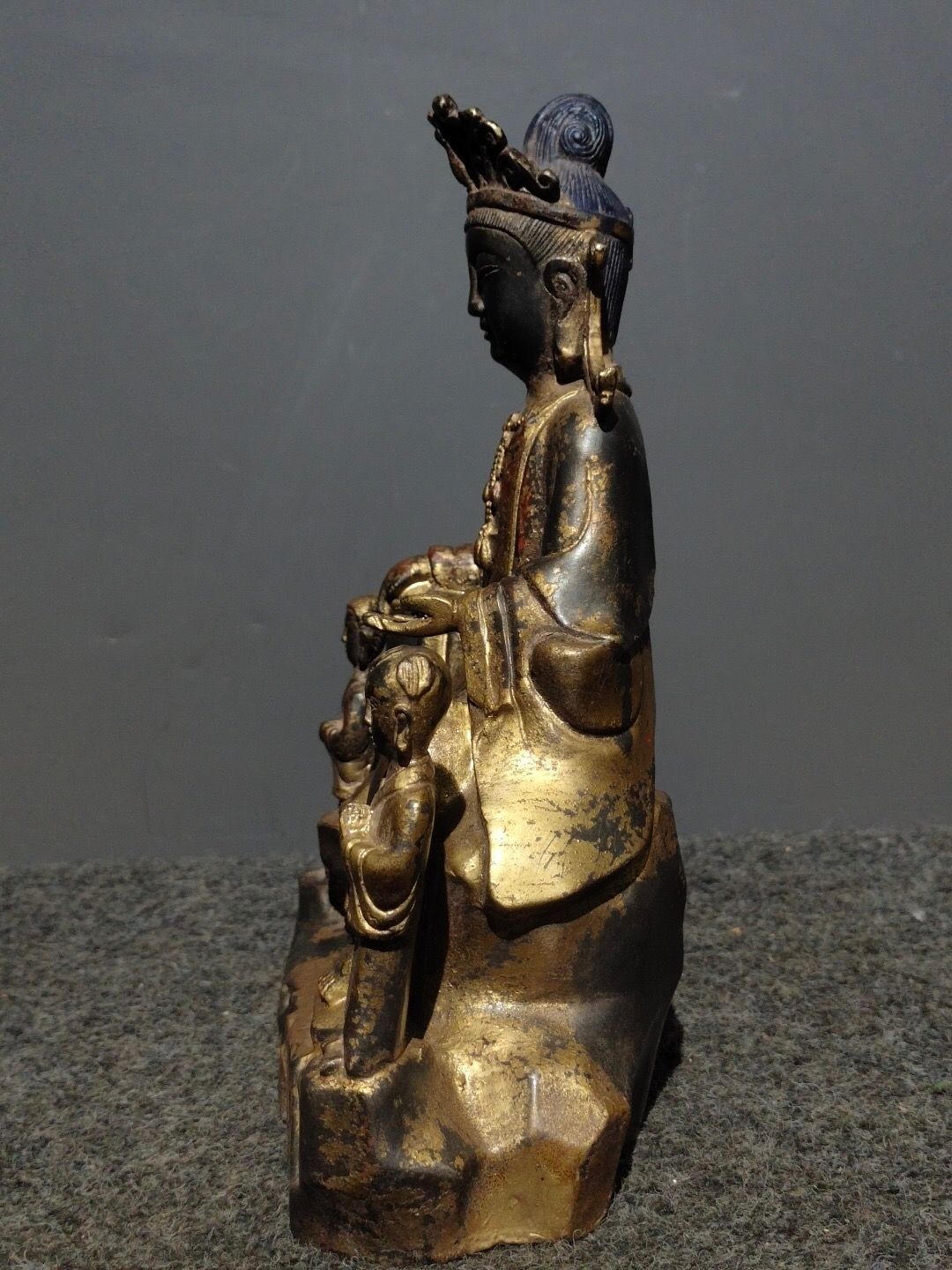 旧家蔵出し古銅彫 浮彫 鏨刻 泥金 藥師仏像 仏像 密宗密教 仏教
