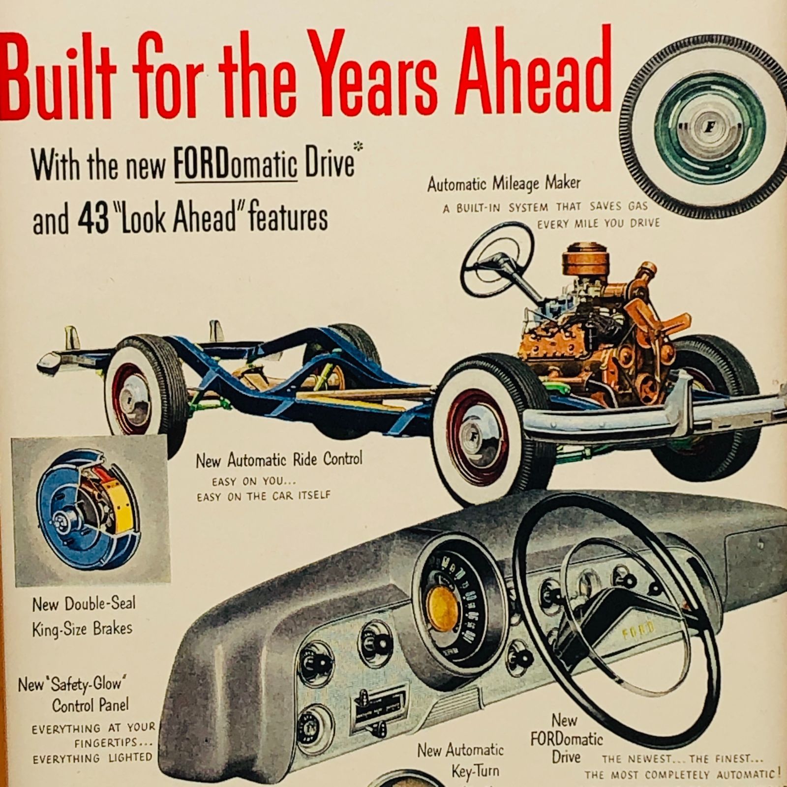 ビンテージ 広告 ポスター フレーム付 当時物 『 フォード 1951' (Ford) 』 1950's オリジナル アメリカ 輸入雑貨 ヴィンテージ  雑誌 アドバタイジング レトロ ( AZ1733 ) - メルカリ