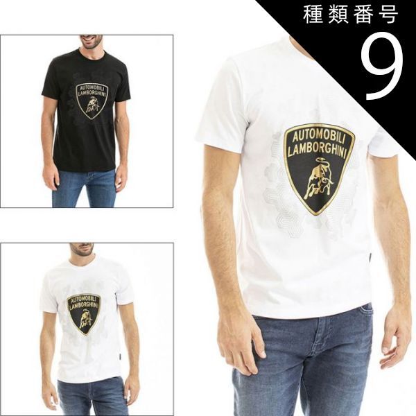 【新品未使用・定価より70％オフ】種類9:ホワイト/M ランボルギーニ Tシャツ アーティスティック シールド Tシャツ 車 ウェア Lamborghini